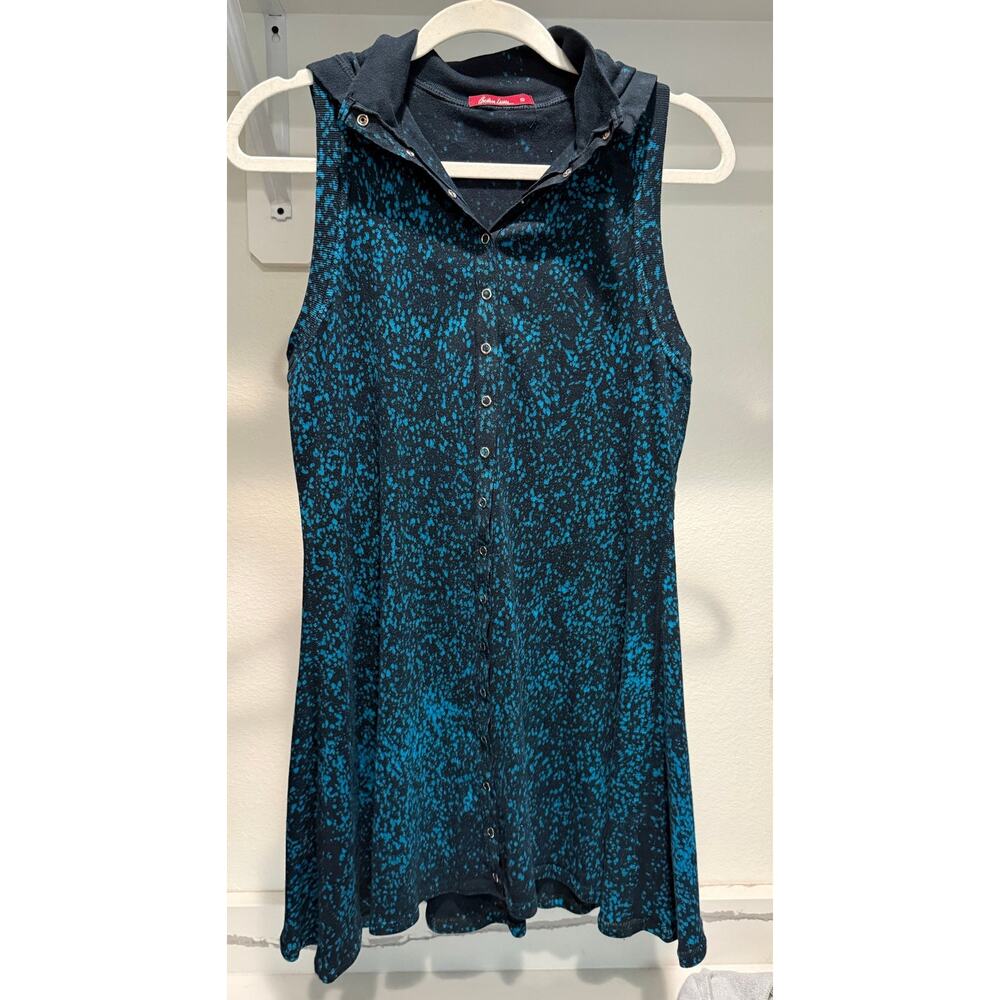 Barbara Lesser‎ Women's Button Up Sleeveless Cardigan Hoodie Jacket Size S Blue